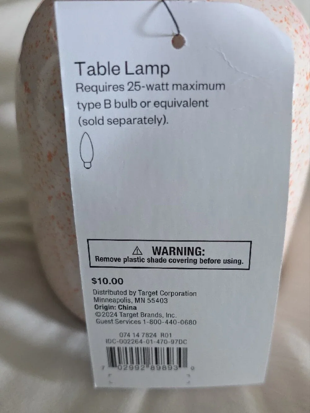 Room Essentials Cream Ceramic Lamp Set Of Two with Peach Speckled Shade